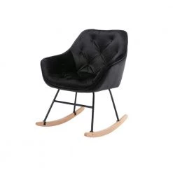 Black Toweling Tufted Fabric Rocking Chair (Set of 1) by ATHMILE -ATHMILE Sales Store black athmile rockers gliders ottomans gz b2w20220882 44 1000