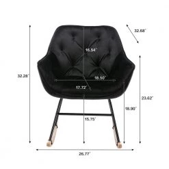 Black Toweling Tufted Fabric Rocking Chair (Set of 1) by ATHMILE -ATHMILE Sales Store black athmile rockers gliders ottomans gz b2w20220882 c3 1000