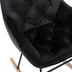Black Toweling Tufted Fabric Rocking Chair (Set of 1) by ATHMILE -ATHMILE Sales Store black athmile rockers gliders ottomans gz b2w20220882 fa 1000