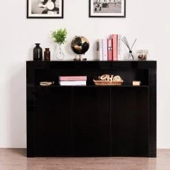 Black Sideboard Storage Cabinet High Gloss with LED Light by ATHMILE 15 Black Sideboard Storage Cabinet High Gloss with LED Light by ATHMILE -ATHMILE Sales Store black athmile sideboards buffet tables gz b2w20220282 31 1000