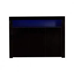 Black Sideboard Storage Cabinet High Gloss with LED Light by ATHMILE