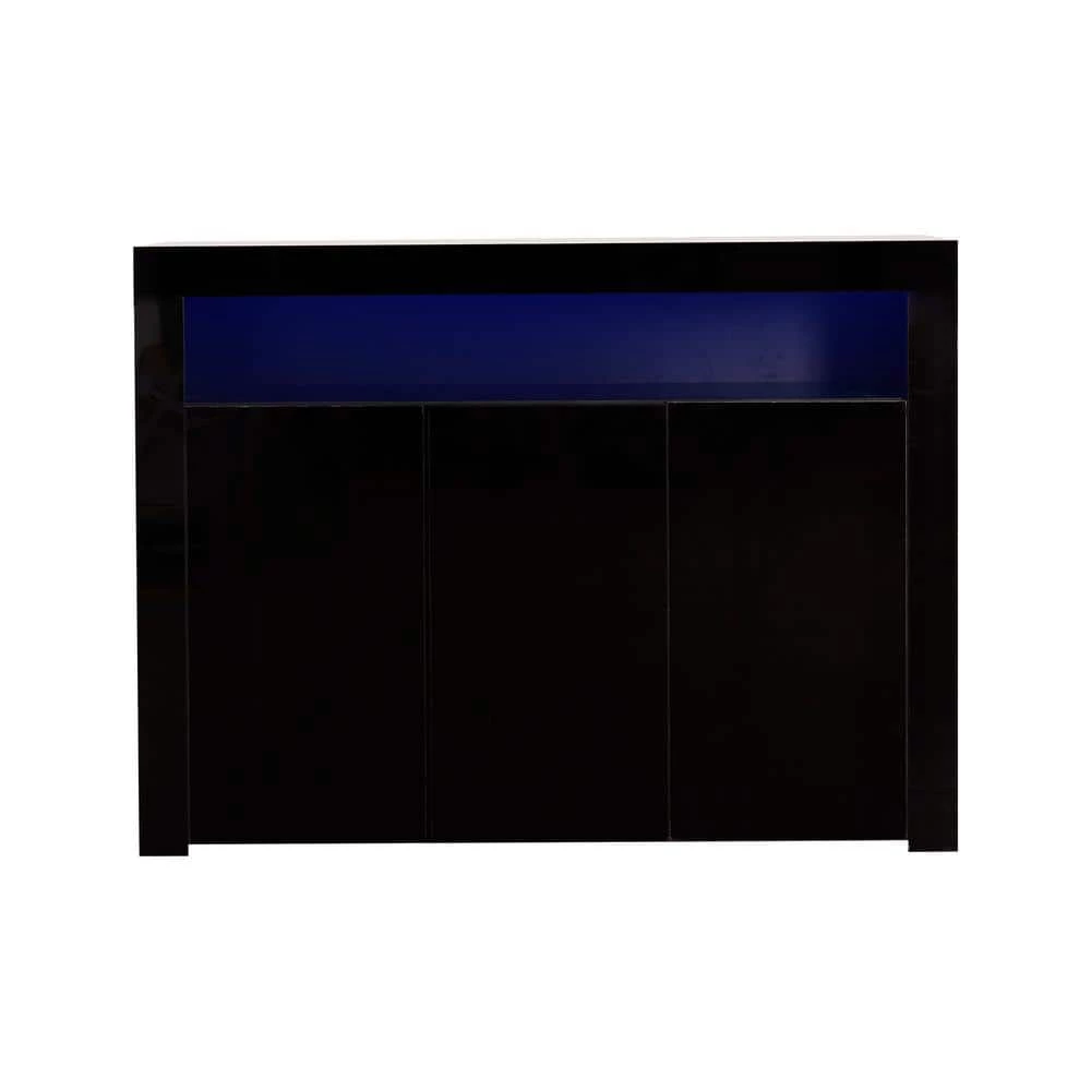 Black Sideboard Storage Cabinet High Gloss with LED Light by ATHMILE 1 Black Sideboard Storage Cabinet High Gloss with LED Light by ATHMILE