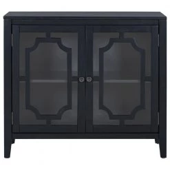 Black Sideboard with Decorative Door by ATHMILE -ATHMILE Sales Store black athmile sideboards buffet tables gz b2w20221688 76 1000