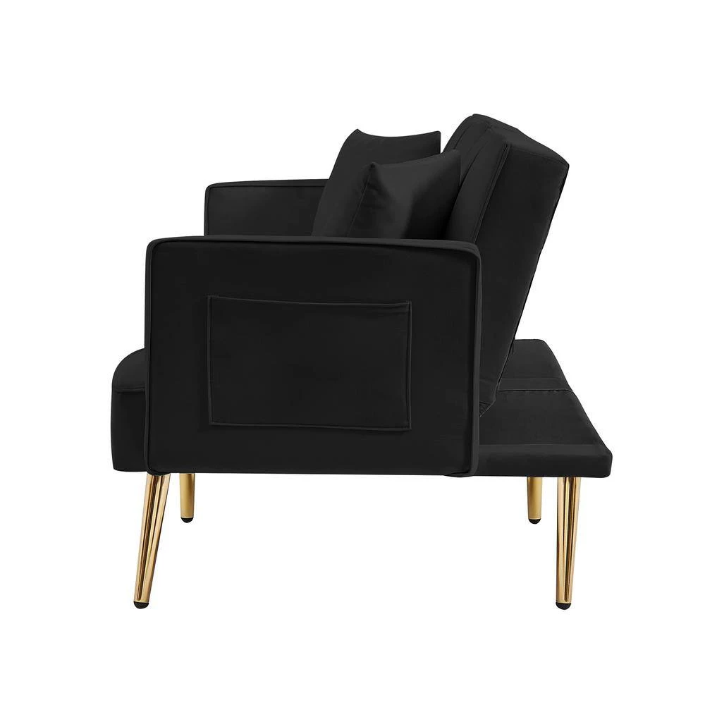 69.2 in.W Black Fabric Twin Size Sofa Bed by ATHMILE 2 69.2 in.W Black Fabric Twin Size Sofa Bed by ATHMILE - Image 2