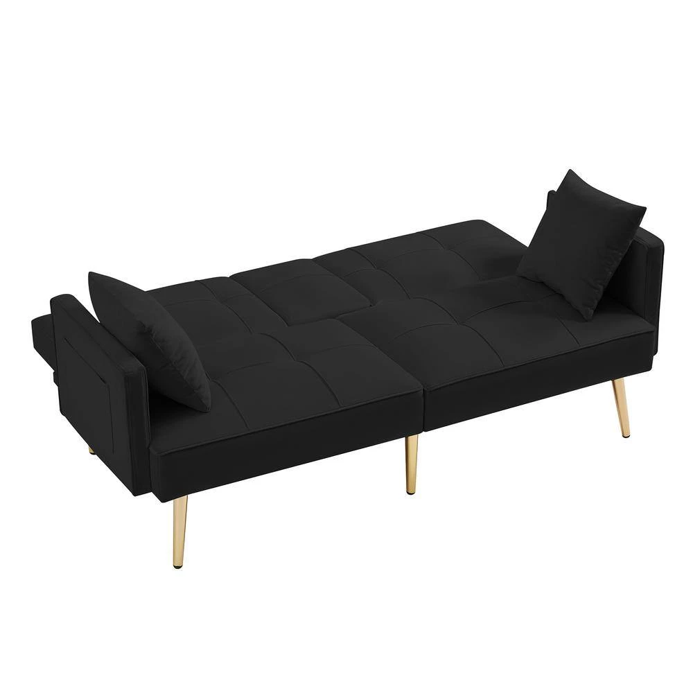69.2 in.W Black Fabric Twin Size Sofa Bed by ATHMILE 7 69.2 in.W Black Fabric Twin Size Sofa Bed by ATHMILE - Image 7