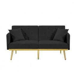 59 in.W Black Velvet Twin Size Sofa Bed by ATHMILE