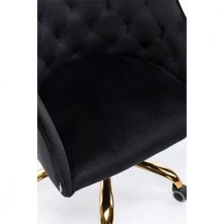 Black Velvet Upholstered Swivel Task Chair with Sloped Arm by ATHMILE -ATHMILE Sales Store black athmile task chairs gz b2w20221165 1f 1000
