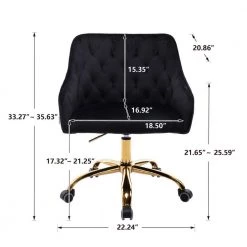 Black Velvet Upholstered Swivel Task Chair with Sloped Arm by ATHMILE -ATHMILE Sales Store black athmile task chairs gz b2w20221165 c3 1000