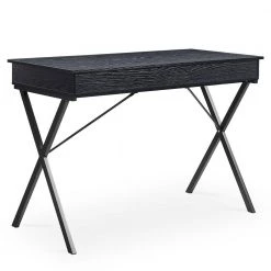 Black 43.2 in. Rectangle MDF Table Top 2-Drawers Writing Desk with Black Stoving Varnish Steel Frame by ATHMILE 13 Black 43.2 in. Rectangle MDF Table Top 2-Drawers Writing Desk with Black Stoving Varnish Steel Frame by ATHMILE -ATHMILE Sales Store black athmile writing desks gz w48735119 1f 1000