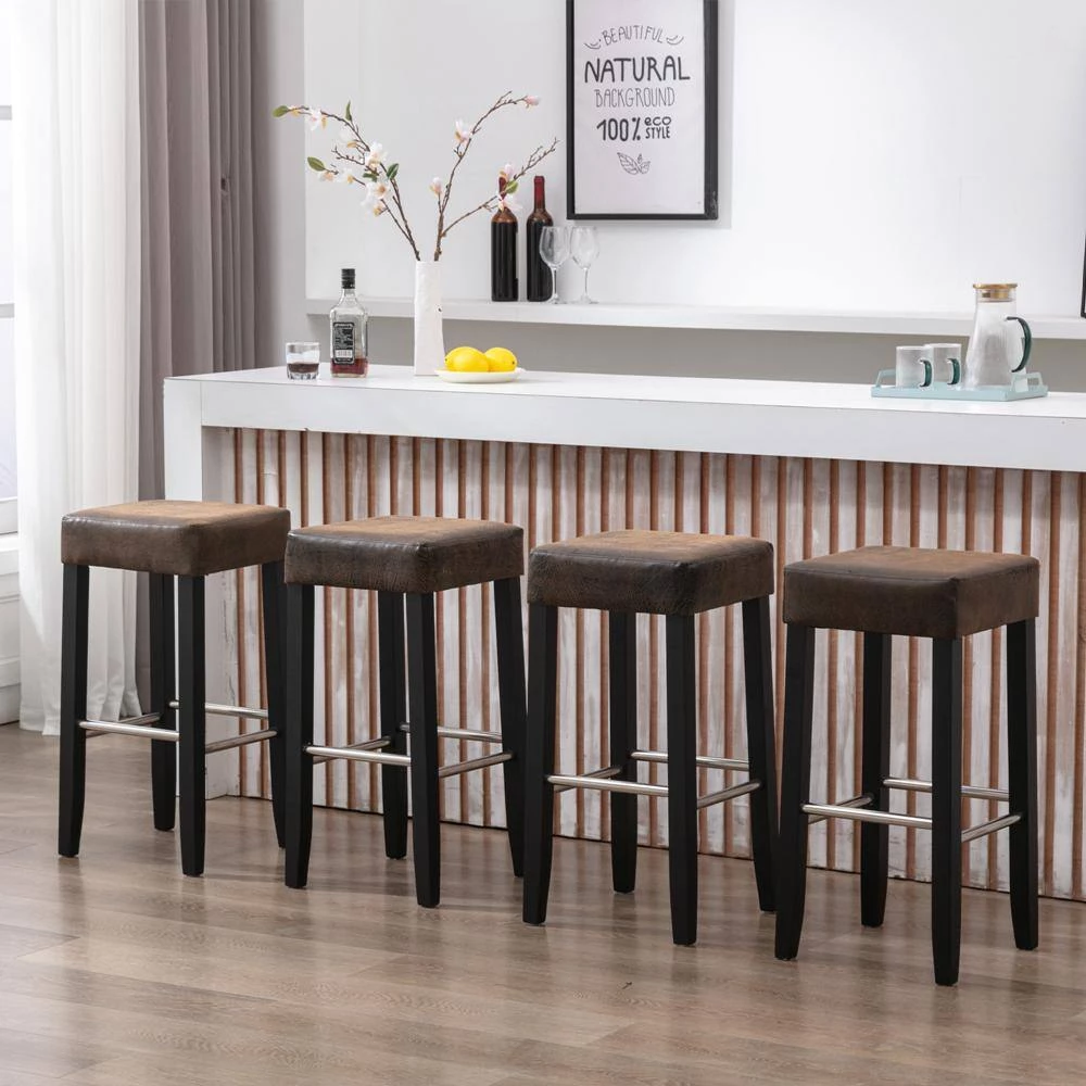 Black Brown Textile Dining Chairs (Set of 2) by ATHMILE 6 Black Brown Textile Dining Chairs (Set of 2) by ATHMILE - Image 6