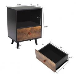 1-Drawer Black Brown Nightstand (Set of 2) by ATHMILE 12 1-Drawer Black Brown Nightstand (Set of 2) by ATHMILE -ATHMILE Sales Store black brown athmile nightstands ddw104146396 44 1000