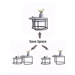 31 .5 in. Marble Color Top Round Modern Nesting MDF Coffee Table with Black Metal Frame with 2-Pieces by ATHMILE 13 31 .5 in. Marble Color Top Round Modern Nesting MDF Coffee Table with Black Metal Frame with 2-Pieces by ATHMILE -ATHMILE Sales Store black frame athmile nesting tables gz w24717242 44 1000