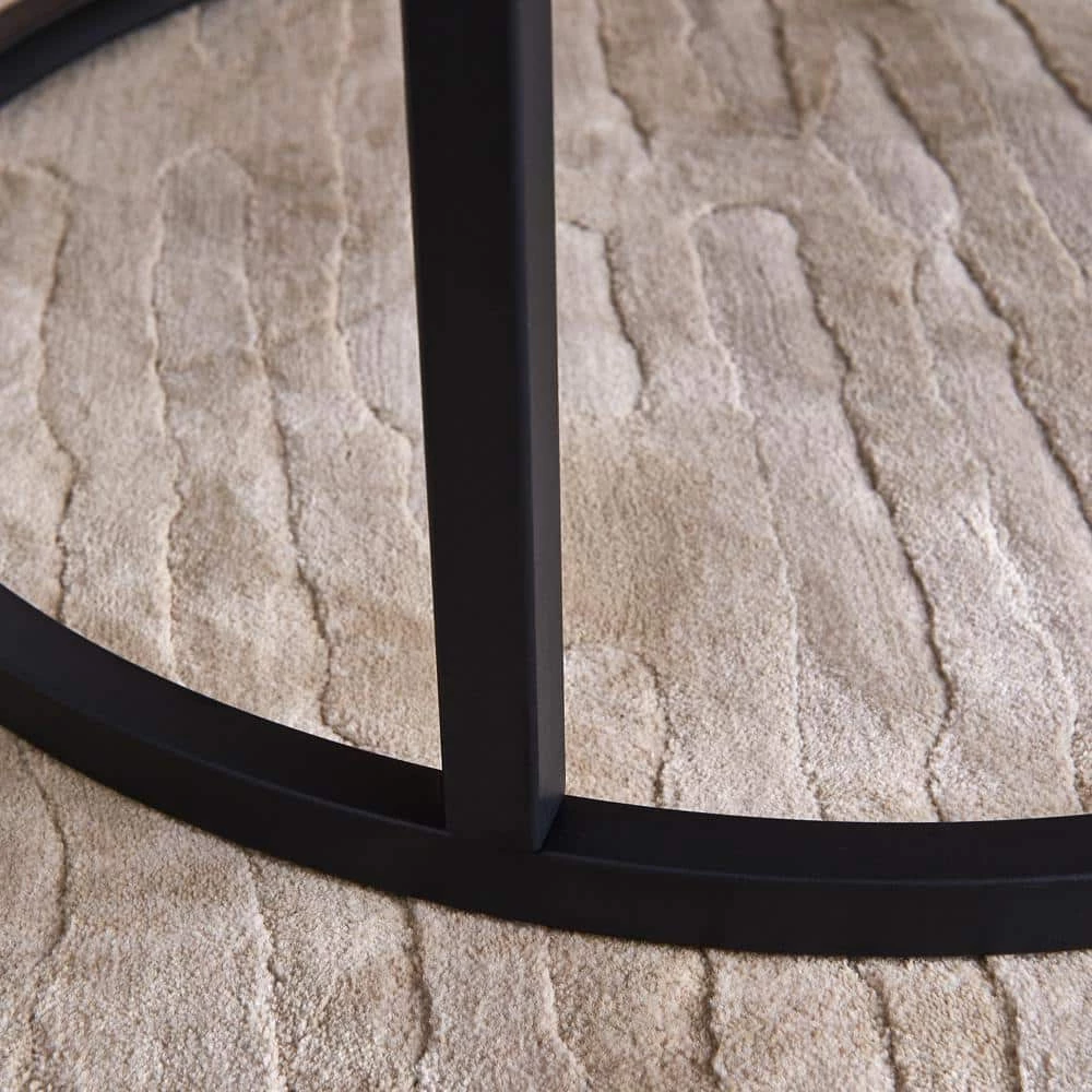 31 .5 in. Marble Color Top Round Modern Nesting MDF Coffee Table with Black Metal Frame with 2-Pieces by ATHMILE 4 31 .5 in. Marble Color Top Round Modern Nesting MDF Coffee Table with Black Metal Frame with 2-Pieces by ATHMILE - Image 4