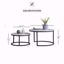 31 .5 in. Marble Color Top Round Modern Nesting MDF Coffee Table with Black Metal Frame with 2-Pieces by ATHMILE 10 31 .5 in. Marble Color Top Round Modern Nesting MDF Coffee Table with Black Metal Frame with 2-Pieces by ATHMILE -ATHMILE Sales Store black frame athmile nesting tables gz w24717242 c3 1000