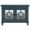 Blue Accent Storage Cabinet Wooden Cabinet with Mirror Door by ATHMILE