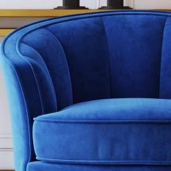 Blue Modern Velvet Upholstered Accent Barrel Armchair Chair for Living Room (Set of 1) by ATHMILE -ATHMILE Sales Store blue athmile accent chairs gz wf282421aac 1f 1000