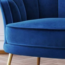 Blue Modern Velvet Upholstered Accent Barrel Armchair Chair for Living Room (Set of 1) by ATHMILE -ATHMILE Sales Store blue athmile accent chairs gz wf282421aac fa 1000