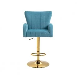 49.2 in. Blue Velvet Bar Stool (Set of 1) by ATHMILE