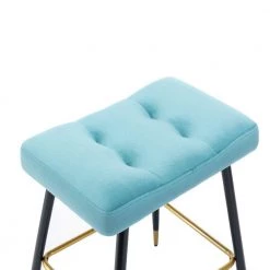 26.34 in. Blue Backless Metal Frame Bar Stool with Velvet Seat (Set of 1) by ATHMILE -ATHMILE Sales Store blue athmile bar stools gz b2w20221735 44 1000