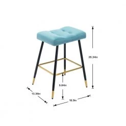 26.34 in. Blue Backless Metal Frame Bar Stool with Velvet Seat (Set of 1) by ATHMILE -ATHMILE Sales Store blue athmile bar stools gz b2w20221735 4f 1000