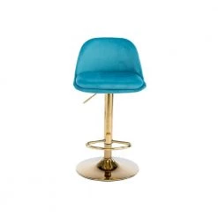 ATHMILE Sales Store 16 40.94 in. Low Back Blue Metal Frame Adjustable Bar Stool with Toweling fabric Seat (Set of 1) by ATHMILE