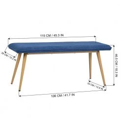 Dining Room Blue Bench 18.3 in. H x 45.3 in. W x 15.3 in. D by ATHMILE -ATHMILE Sales Store blue athmile bedroom benches gz b2w20221083 c3 1000