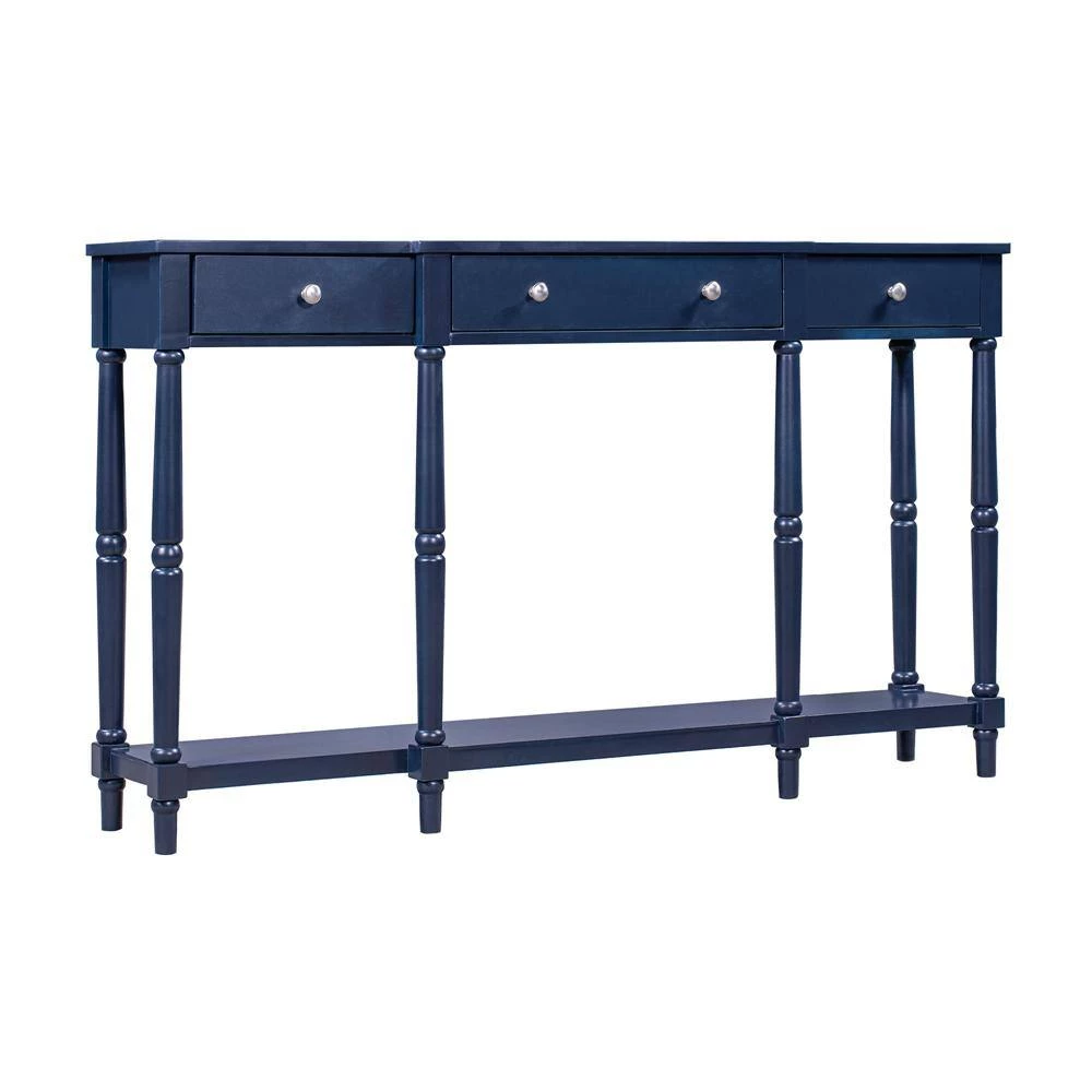58 in. Blue Standard Rectangle Wood Console Table by ATHMILE 5 58 in. Blue Standard Rectangle Wood Console Table by ATHMILE - Image 5
