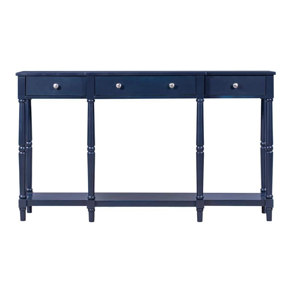 58 in. Blue Standard Rectangle Wood Console Table by ATHMILE 1 58 in. Blue Standard Rectangle Wood Console Table by ATHMILE