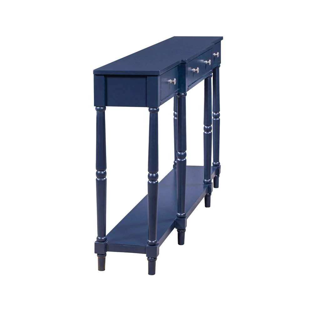 58 in. Blue Standard Rectangle Wood Console Table by ATHMILE 2 58 in. Blue Standard Rectangle Wood Console Table by ATHMILE - Image 2