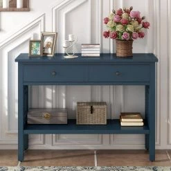 15 in. Blue Standard Rectangle Wood Console Table by ATHMILE 13 15 in. Blue Standard Rectangle Wood Console Table by ATHMILE -ATHMILE Sales Store blue athmile console tables dswf289087aav 31 1000