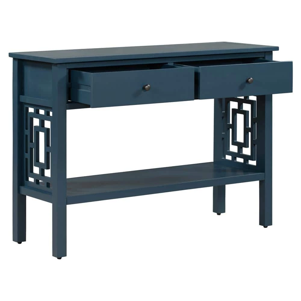 15 in. Blue Standard Rectangle Wood Console Table by ATHMILE 1 15 in. Blue Standard Rectangle Wood Console Table by ATHMILE
