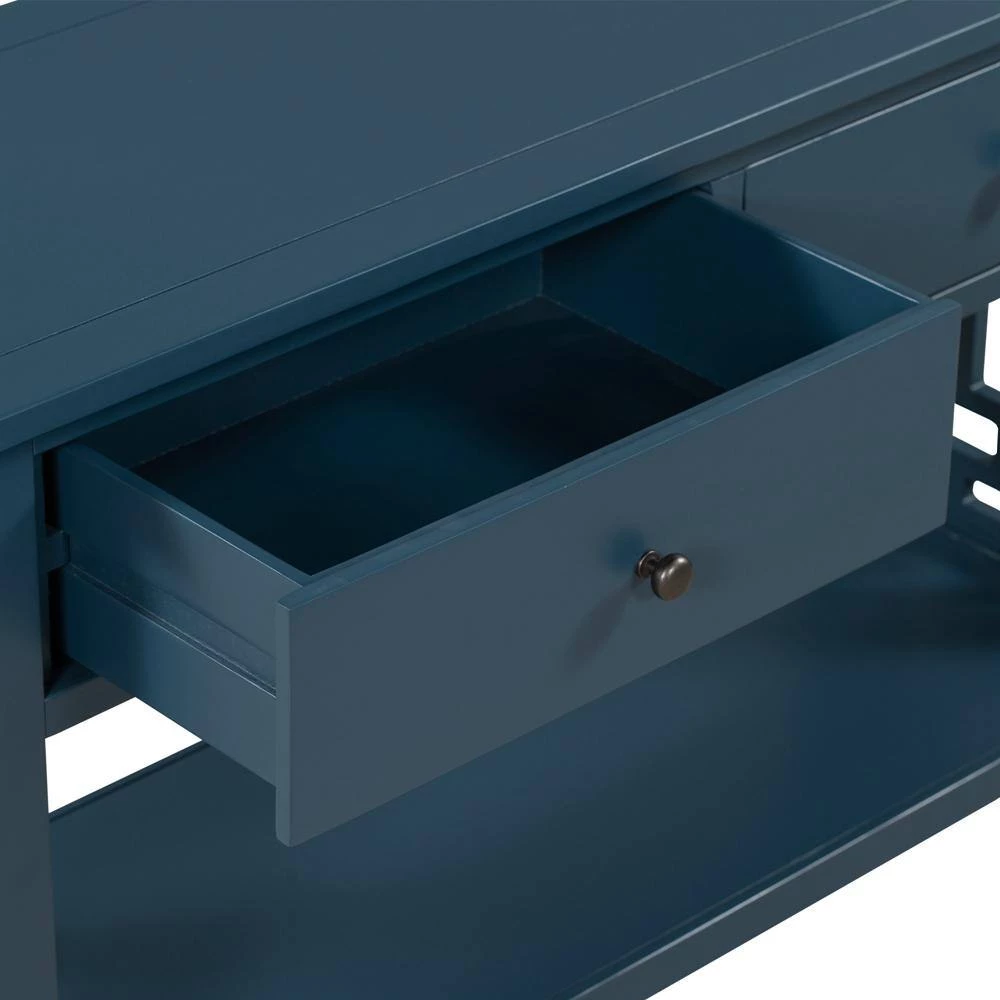 15 in. Blue Standard Rectangle Wood Console Table by ATHMILE 3 15 in. Blue Standard Rectangle Wood Console Table by ATHMILE - Image 3