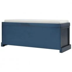 Blue Storage Bench with Removable Cushion and 3-Rattan Basket 43.7 in. L x 15.7 in. W x 17 in. H by ATHMILE -ATHMILE Sales Store blue athmile dining benches gz b2w20220683 1f 1000