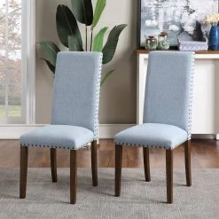 Blue Upholstered Dining Chairs (Set of 2) by ATHMILE 12 Blue Upholstered Dining Chairs (Set of 2) by ATHMILE -ATHMILE Sales Store blue athmile dining chairs gz b2w20221269 4f 1000