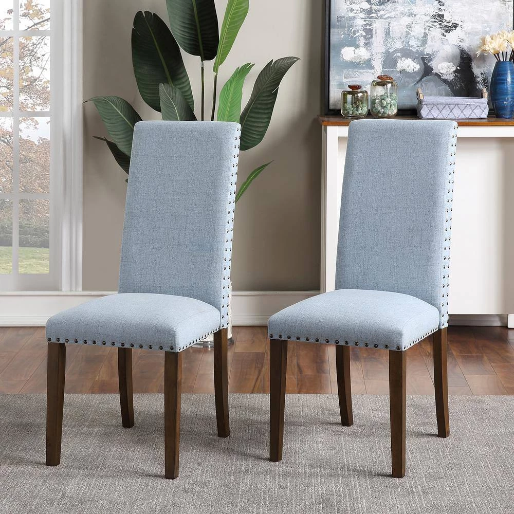 Blue Upholstered Dining Chairs (Set of 2) by ATHMILE 4 Blue Upholstered Dining Chairs (Set of 2) by ATHMILE - Image 4