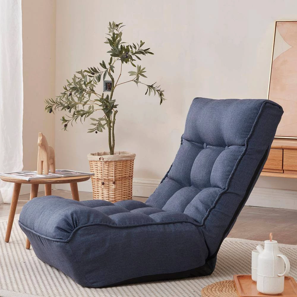 Blue Fabric Single Sofa Reclining Chair Japanese Chair Lazy Sofa Tatami Balcony Reclining Chair Leisure Sofa by ATHMILE 9 Blue Fabric Single Sofa Reclining Chair Japanese Chair Lazy Sofa Tatami Balcony Reclining Chair Leisure Sofa by ATHMILE - Image 9