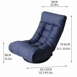 22.8 in. Blue Fabric Single Sofa Reclining Chair Japanese Chair Lazy Sofa Tatami Balcony Reclining Chair Leisure Sofa by ATHMILE -ATHMILE Sales Store blue athmile gaming chairs gz w24417915 c3 1000