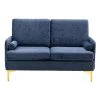 55.1 in. Blue Fabric Upholstered 2-Seater Loveseat with Golden Legs by ATHMILE