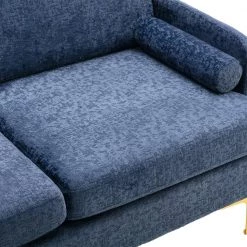 55.1 in. Blue Fabric Upholstered 2-Seater Loveseat with Golden Legs by ATHMILE -ATHMILE Sales Store blue athmile loveseats gz b2w20222099 fa 1000