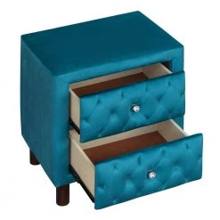 2-Drawer Upholstered Wooden Blue Nightstand (20 in. L x 16 in. W x 23.6 in. H) by ATHMILE 16 2-Drawer Upholstered Wooden Blue Nightstand (20 in. L x 16 in. W x 23.6 in. H) by ATHMILE -ATHMILE Sales Store blue athmile nightstands gz b2w20221758 76 1000