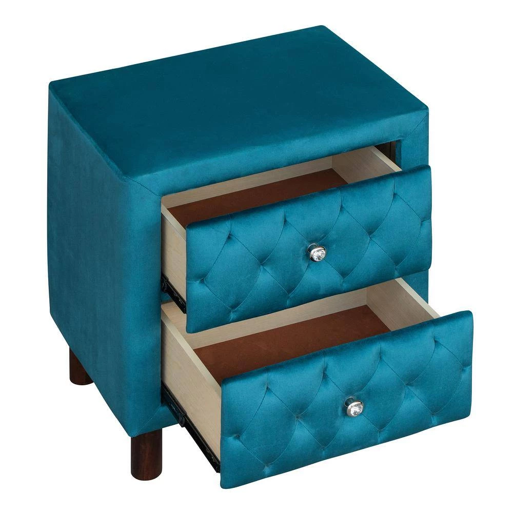 2-Drawer Upholstered Wooden Blue Nightstand (20 in. L x 16 in. W x 23.6 in. H) by ATHMILE 8 2-Drawer Upholstered Wooden Blue Nightstand (20 in. L x 16 in. W x 23.6 in. H) by ATHMILE - Image 8