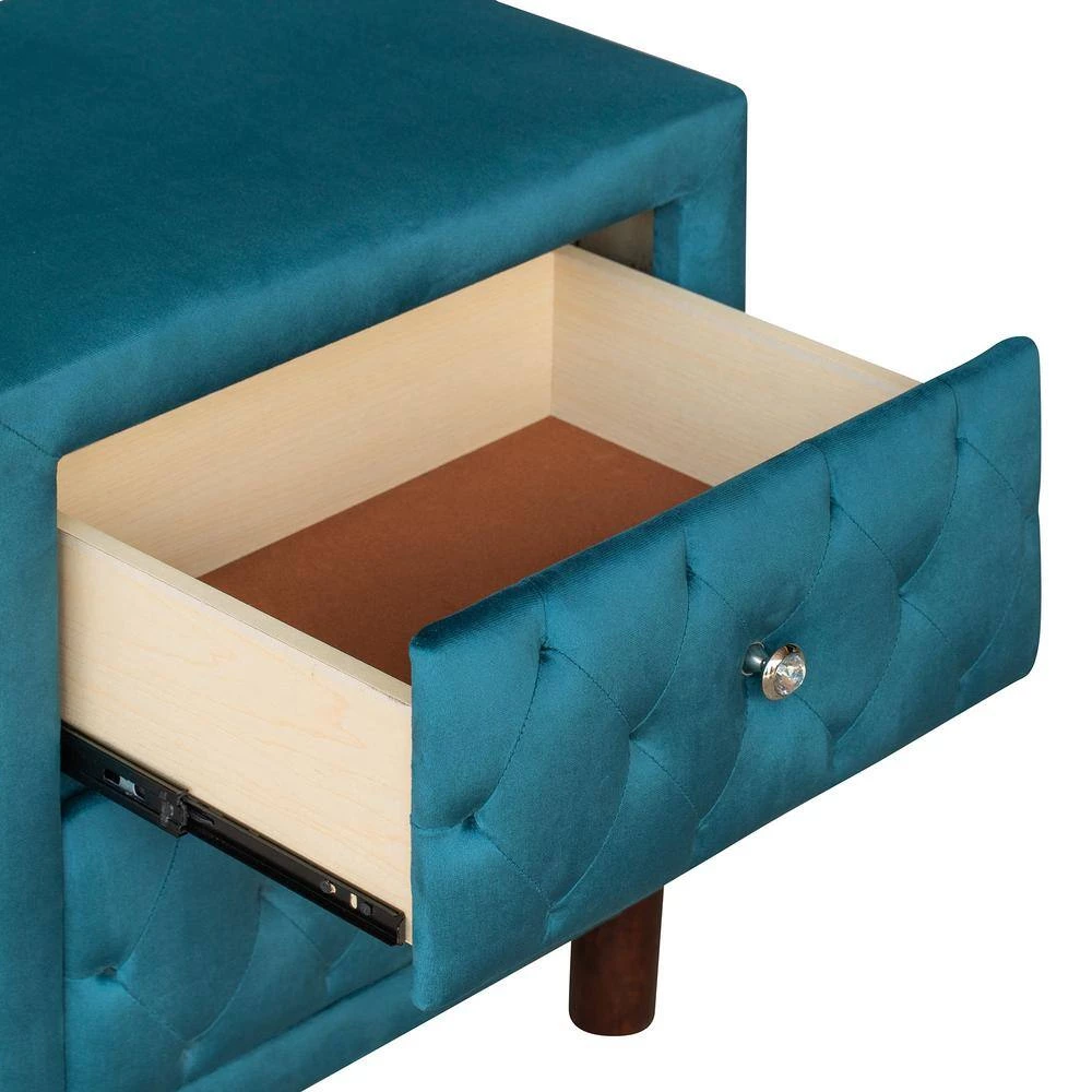 2-Drawer Upholstered Wooden Blue Nightstand (20 in. L x 16 in. W x 23.6 in. H) by ATHMILE 7 2-Drawer Upholstered Wooden Blue Nightstand (20 in. L x 16 in. W x 23.6 in. H) by ATHMILE - Image 7