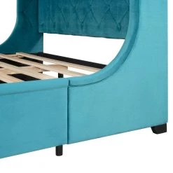 84.4 in.W Blue Queen Size Velvet Wood Frame Platform Bed by ATHMILE 13 84.4 in.W Blue Queen Size Velvet Wood Frame Platform Bed by ATHMILE -ATHMILE Sales Store blue athmile platform beds gz b2w20221929 1f 1000