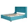 84.4 in.W Blue Queen Size Velvet Wood Frame Platform Bed by ATHMILE