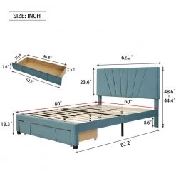 Blue Queen Size Storage Bed Velvet Upholstered Platform Bed with a Big Drawer by ATHMILE 11 Blue Queen Size Storage Bed Velvet Upholstered Platform Bed with a Big Drawer by ATHMILE -ATHMILE Sales Store blue athmile platform beds gz wf199385aac c3 1000
