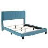 84.4 in. W Blue Velvet Upholstered Queen Size Platform Bed by ATHMILE