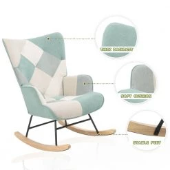 Blue Fabric Rocking Chair (Set of 1) by ATHMILE 12 Blue Fabric Rocking Chair (Set of 1) by ATHMILE -ATHMILE Sales Store blue athmile rockers gliders ottomans gz b2w20221218 1f 1000