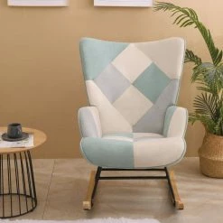 Blue Fabric Rocking Chair (Set of 1) by ATHMILE 11 Blue Fabric Rocking Chair (Set of 1) by ATHMILE -ATHMILE Sales Store blue athmile rockers gliders ottomans gz b2w20221218 4f 1000