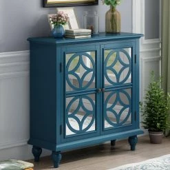 Blue Sideboard with Mirror Door by ATHMILE -ATHMILE Sales Store blue athmile sideboards buffet tables gz b2w20221302 31 1000