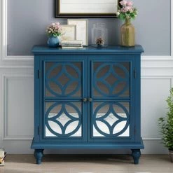 Blue Sideboard with Mirror Door by ATHMILE -ATHMILE Sales Store blue athmile sideboards buffet tables gz b2w20221302 76 1000